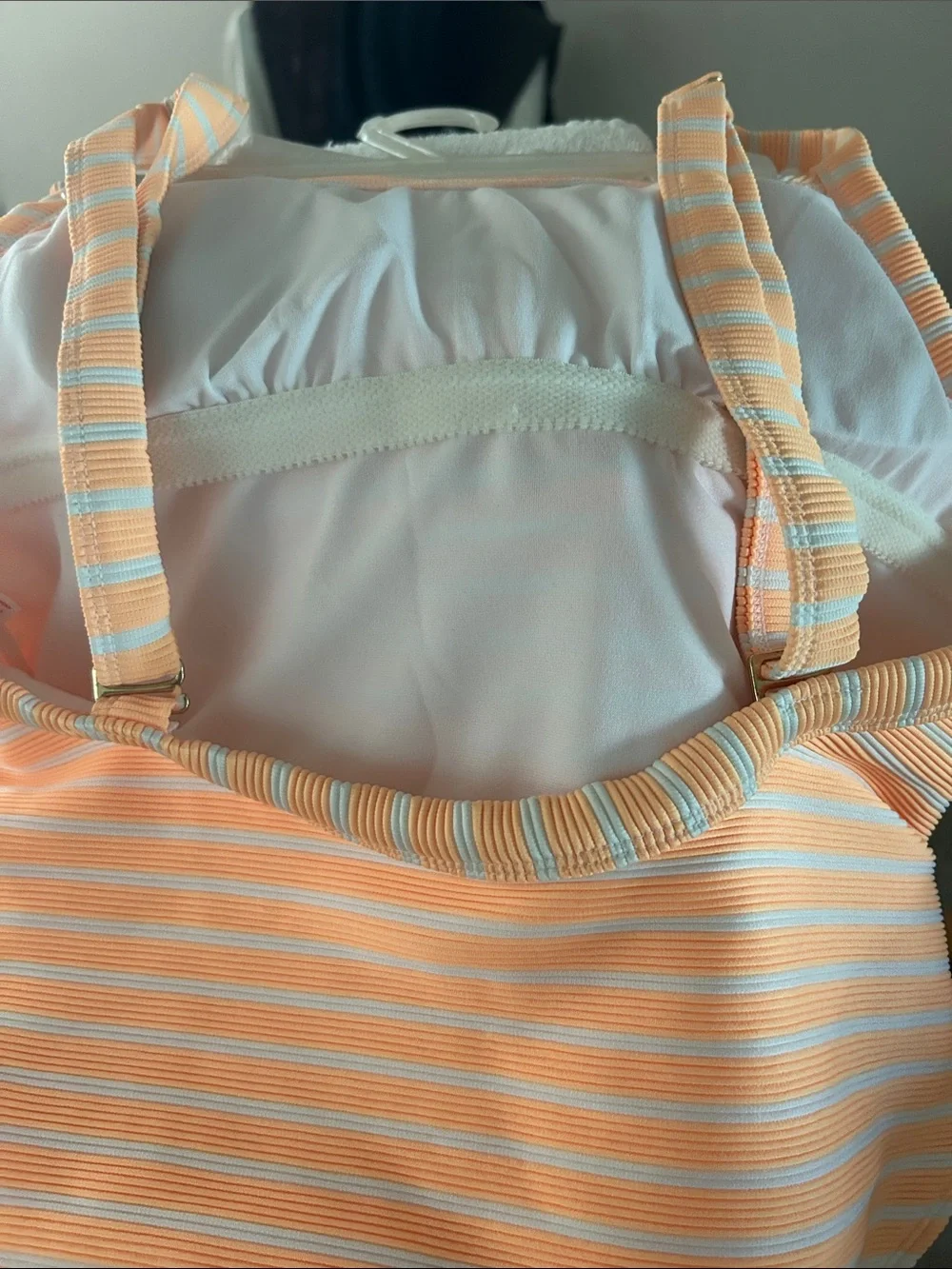 Xhilaration Orange & White Striped Kids One-Piece